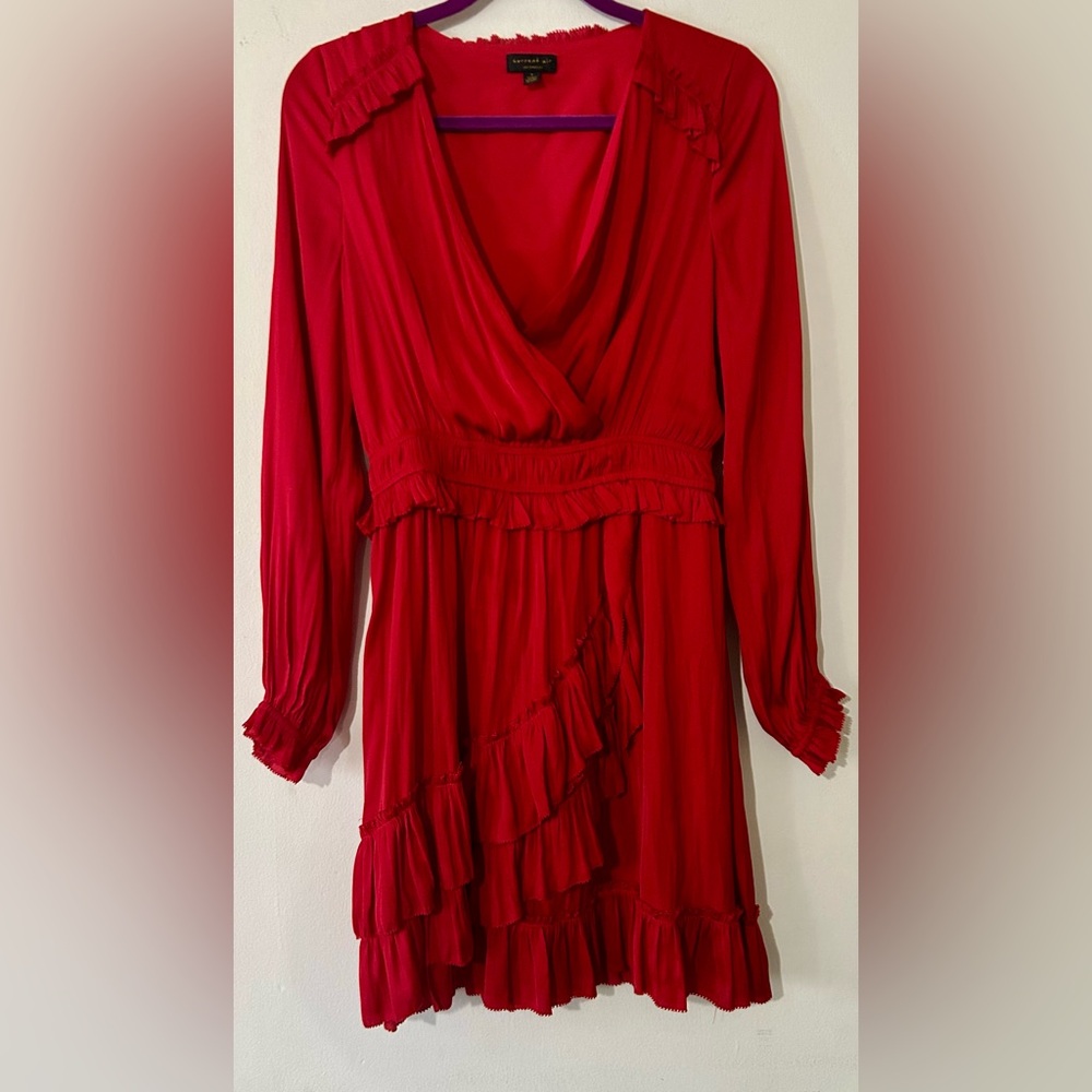 Current Air Vibrant Red V-neck Dress